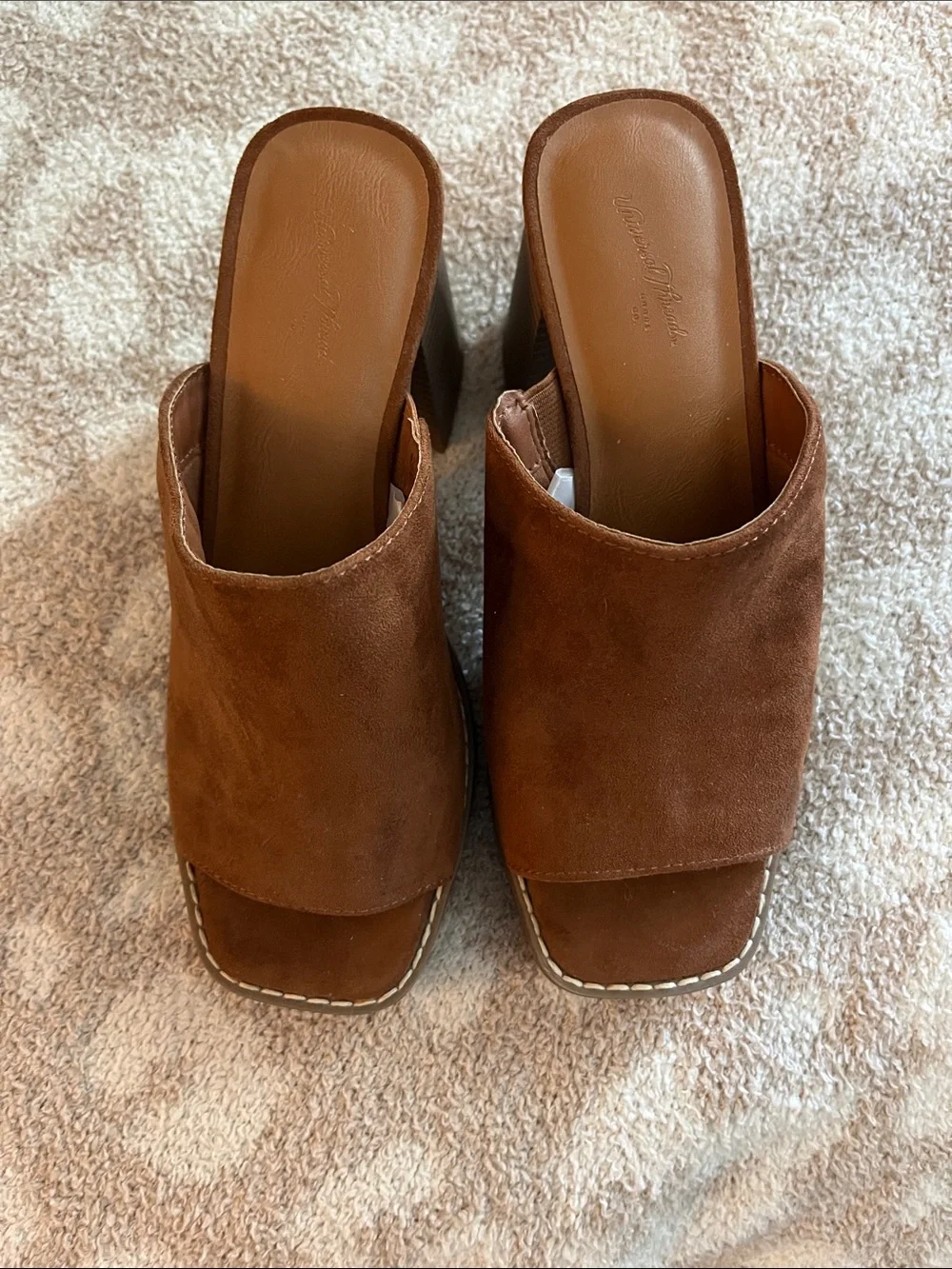 Universal Thread Brown Suede Open-Toe Mule Heels - Picture 2 of 3